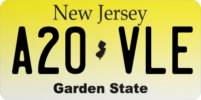 NJ license plate A20VLE