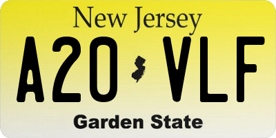 NJ license plate A20VLF
