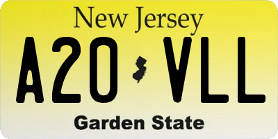 NJ license plate A20VLL