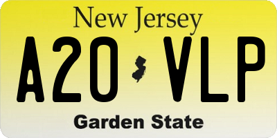 NJ license plate A20VLP