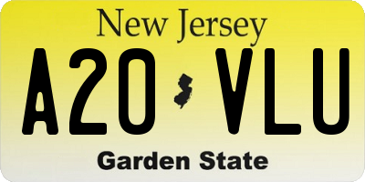 NJ license plate A20VLU