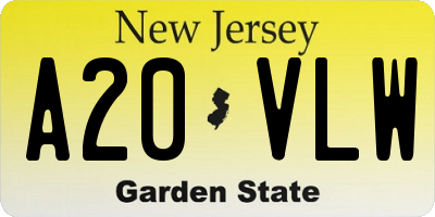 NJ license plate A20VLW