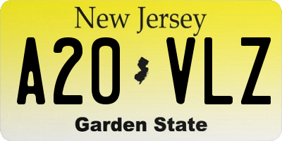 NJ license plate A20VLZ