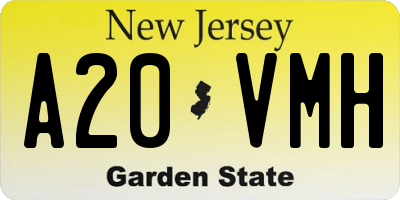 NJ license plate A20VMH