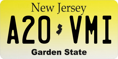 NJ license plate A20VMI