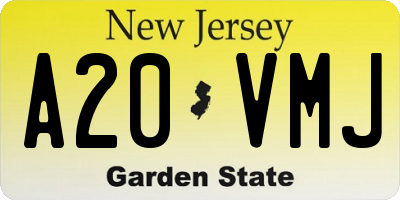NJ license plate A20VMJ