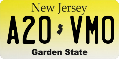 NJ license plate A20VMO