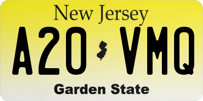 NJ license plate A20VMQ