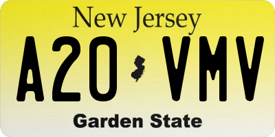 NJ license plate A20VMV