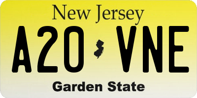 NJ license plate A20VNE