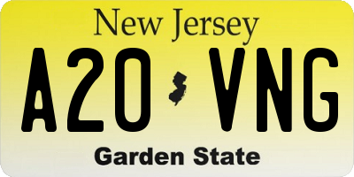 NJ license plate A20VNG