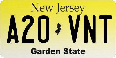 NJ license plate A20VNT