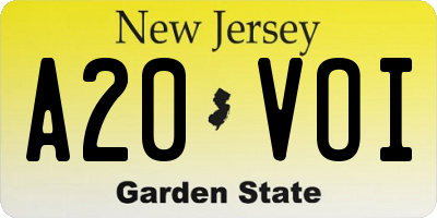 NJ license plate A20VOI