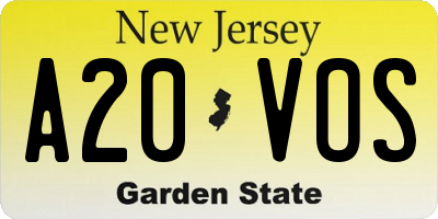 NJ license plate A20VOS