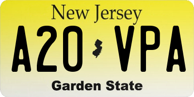 NJ license plate A20VPA