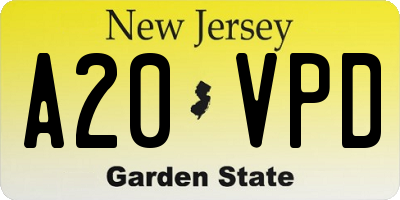 NJ license plate A20VPD