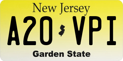 NJ license plate A20VPI