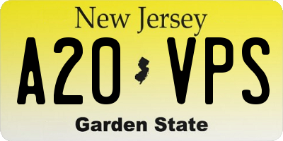 NJ license plate A20VPS