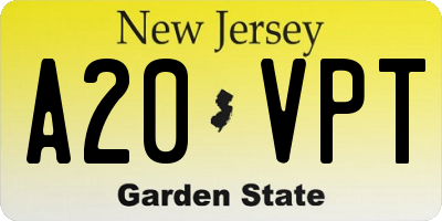 NJ license plate A20VPT