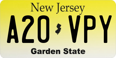 NJ license plate A20VPY