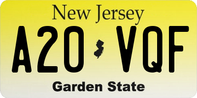 NJ license plate A20VQF