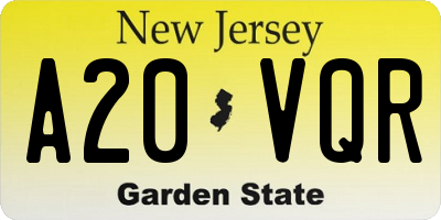 NJ license plate A20VQR