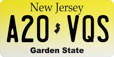 NJ license plate A20VQS