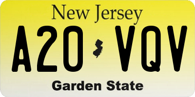 NJ license plate A20VQV