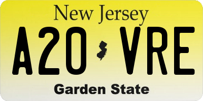 NJ license plate A20VRE