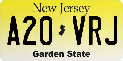 NJ license plate A20VRJ