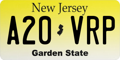NJ license plate A20VRP