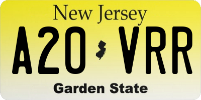 NJ license plate A20VRR