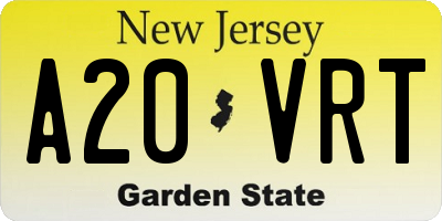 NJ license plate A20VRT