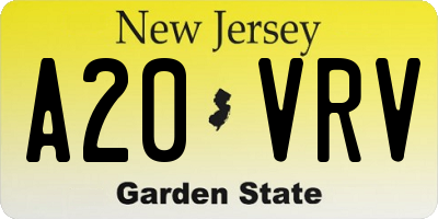 NJ license plate A20VRV