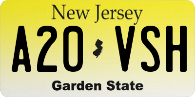 NJ license plate A20VSH
