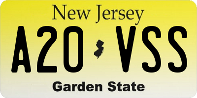 NJ license plate A20VSS
