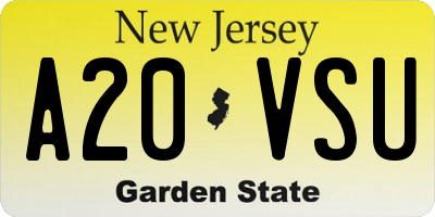 NJ license plate A20VSU