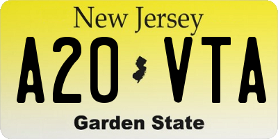 NJ license plate A20VTA