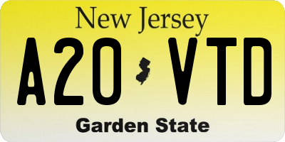 NJ license plate A20VTD
