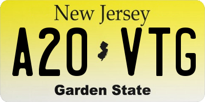 NJ license plate A20VTG