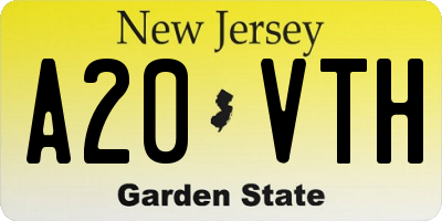 NJ license plate A20VTH