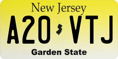 NJ license plate A20VTJ