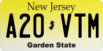 NJ license plate A20VTM