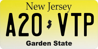 NJ license plate A20VTP