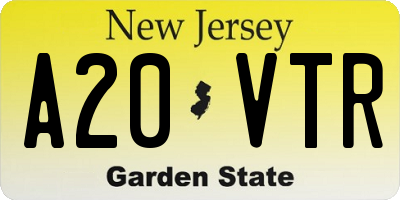 NJ license plate A20VTR