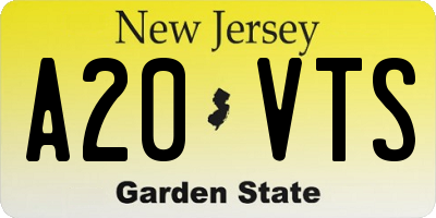 NJ license plate A20VTS