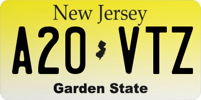 NJ license plate A20VTZ