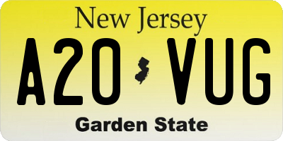 NJ license plate A20VUG
