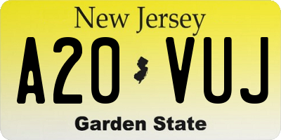 NJ license plate A20VUJ