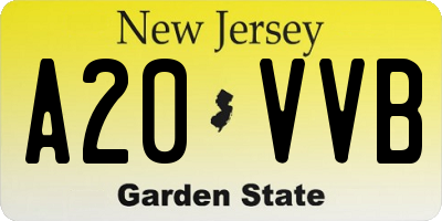 NJ license plate A20VVB